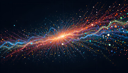 A vibrant and colorful depiction of a cosmic explosion in space
