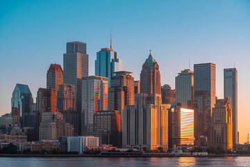 Obraz premium Manhattan Skyline at Dusk cityscape skyscrapers