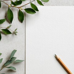 letterhead scene with minimal greenery and pencil