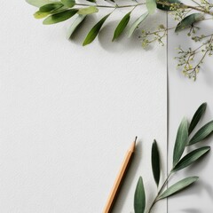 letterhead scene with minimal greenery and pencil