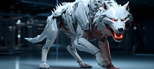 realistic photo of a glossy White fenrir ,generative AI