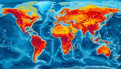 A vibrant heat map of the world showcasing global temperature patterns