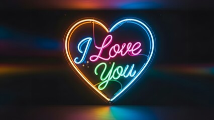 Valentine's day neon heart sign with i love you message
