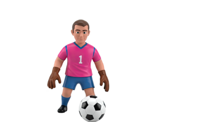 3D Cartoon Goalkeeper with Soccer Ball