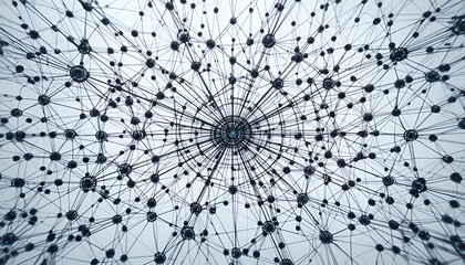 A complex network of interconnected lines and nodes in a circular pattern