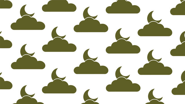 Green cloud pattern with crescent moons Vector