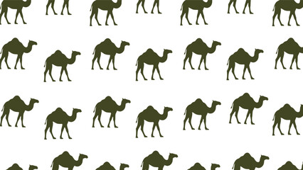 Fototapeta premium Green camel silhouette pattern background Vector