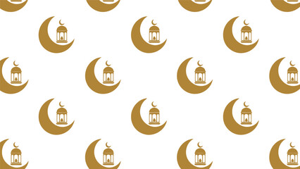 Golden crescent moon and lantern pattern for ramadan Vector © alien AZ
