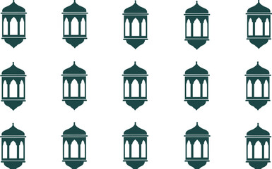 Vintage lanterns pattern, classic outdoor decor, dark green Vector