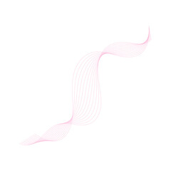 A delicate pink wave pattern illustration creates a sense of fluidity and motion against a white background