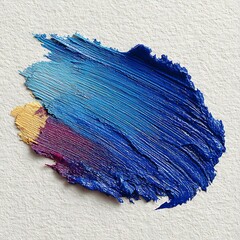 Vibrant Blue and Purple Oil Paint Swatch on Textured Paper smear stroke