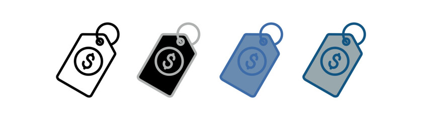 
pricing icon set multiple style collection with price tag design