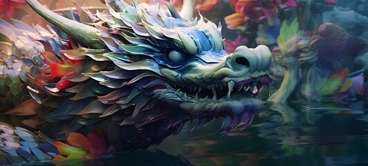 realistic photo of a glossy Queen dragon lotus ,generative AI