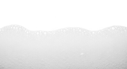 White Soap Foam Texture with Bubbles on White Background