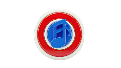 3D Blue Musical Note Inside Red and White Circles