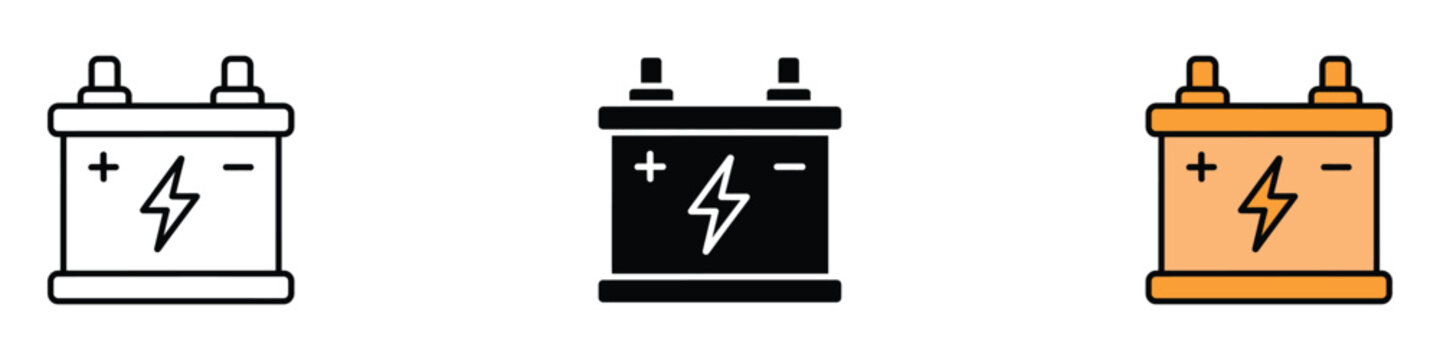 Car battery icon vector. vehicle power, energy storage symbol. vector illustration.