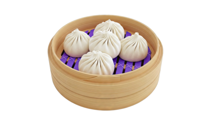 Baozi in a Bamboo Steamer