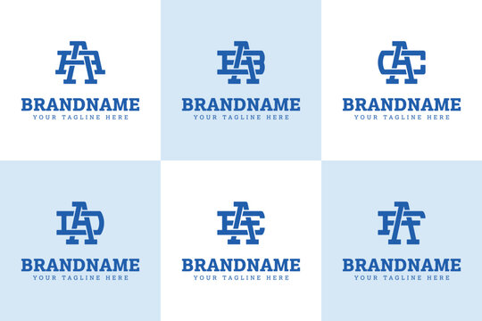 Letters AA AB AC AD AE AF Monogram Logo Set, for A BA CA DA EA FA initials
