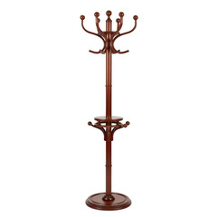 Elegant brown coat rack with multiple hooks and shelf