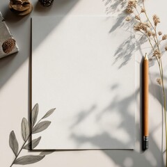 minimal letterhead template with pencil and nature elements