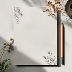 minimal letterhead template with pencil and nature elements