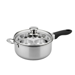 Stainless steel egg poacher with non-stick coating and black handle