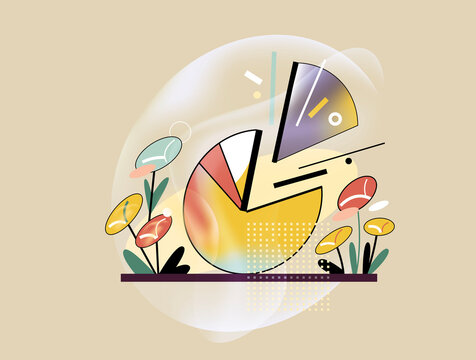 Pie chart growing with plants, business analytics and organic growth
