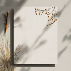 minimal letterhead template with pencil and nature elements