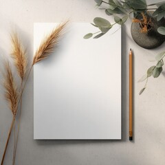 minimal letterhead template with pencil and nature elements