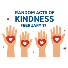 Random Acts of Kindness February 17 Banner Background with Hands and Love Icon