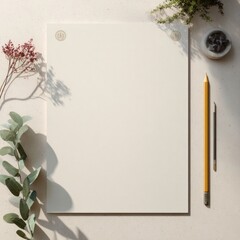 minimal letterhead template with pencil and nature elements