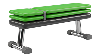 Modern Exercise Bench with Green Padding and Chrome Legs