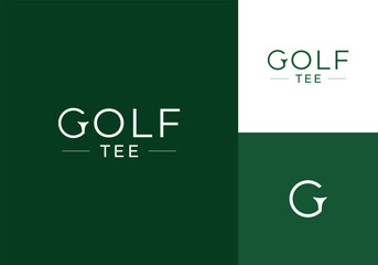 Letter G Golf Tee Golfing Sport Game Wordmark Typography Modern Vector Logo Design Illustration