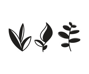 Obraz premium leaves and branch icons set vector illustration