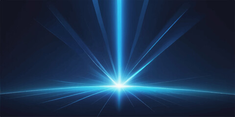 Bright blue digital rays burst with glowing abstract energy in a dark technology background © LumenCraft