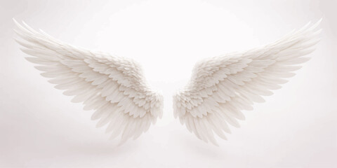 Vector illustration of angelic butterfly wings with heart symbol decoration isolated on black