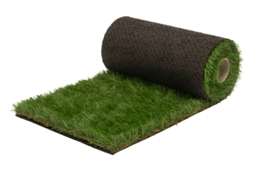 Rolled up sod grass for landscaping isolated on transparent background