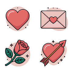Collection of heart symbols and love icons for Valentine's Day Vector