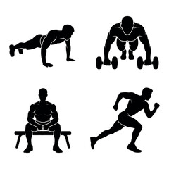 Various fitness exercises for a healthy lifestyle Vector