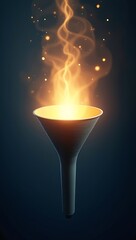 A bright light trying to pass through a narrow funnel, symbolizing restricted innovation