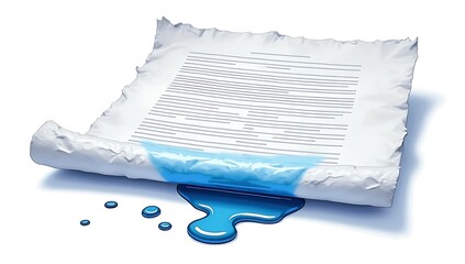 Paper documents dripping ink like liquid, symbolizing loss of confidential information