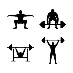 Man performing various weightlifting exercises Vector