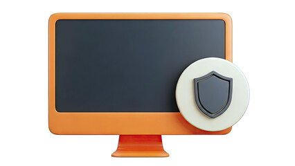 Computer Monitor with Security Shield Icon