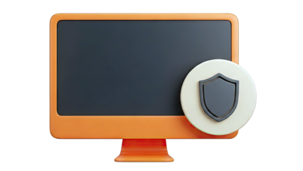 Computer Monitor with Security Shield Icon