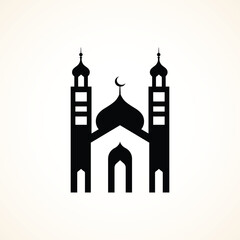 Modern Minimalist Mosque Silhouette Icon for Islamic Design

