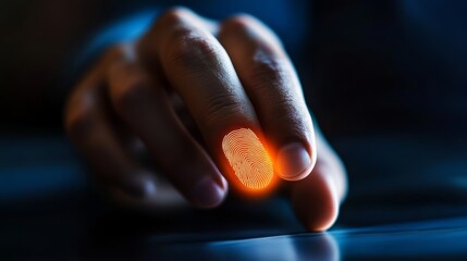 Fingerprint authentication process technology sector digital security office environment close-up view innovative identification methods