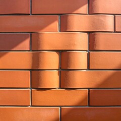 Fototapeta premium Close-up of a brick wall with both flat and curved bricks