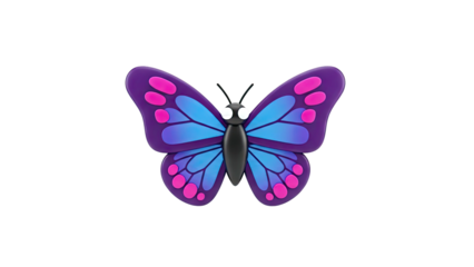 3D Rendered Butterfly with Purple, Pink, and Blue Wings