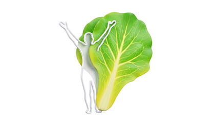 Abstract Figure Embracing Large Green Leaf