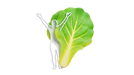 Abstract Figure Embracing Large Green Leaf